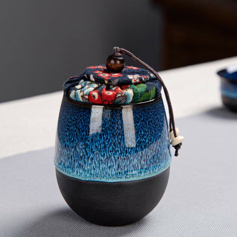 Nimara Ritual Blue Gradient Color Chinese Gongfu Tea Ceramic Teapot Portable Gift Bag Box Set