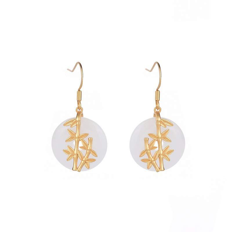 Nimara Ritual FengShui White Jade Fortune Earrings