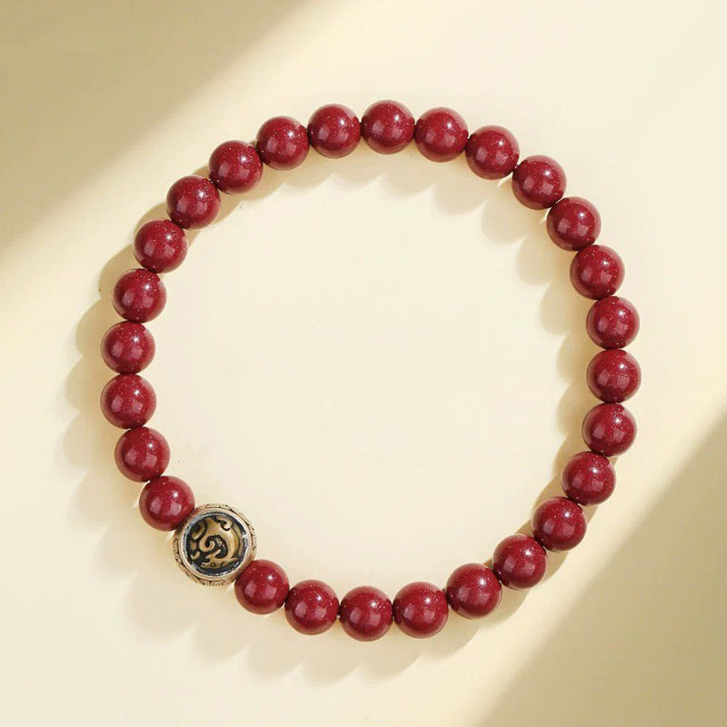 Nimara Ritual 925 Sterling Silver Natural Cinnabar Four Beasts Blessing Bracelet