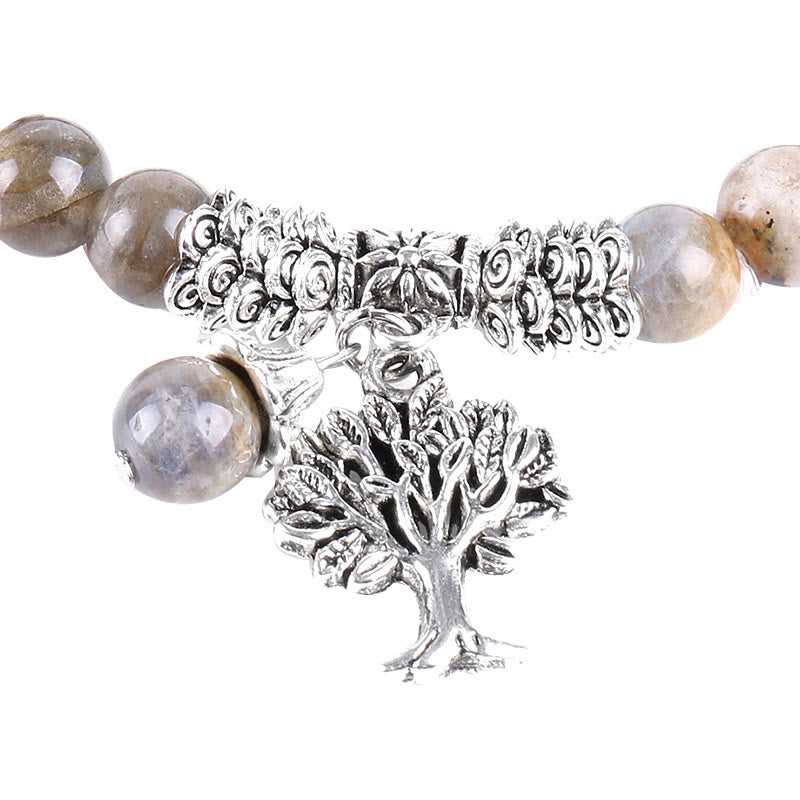 Nimara Ritual Natural Gemstone Tree of Life Lucky Charm Stretch Bracelet
