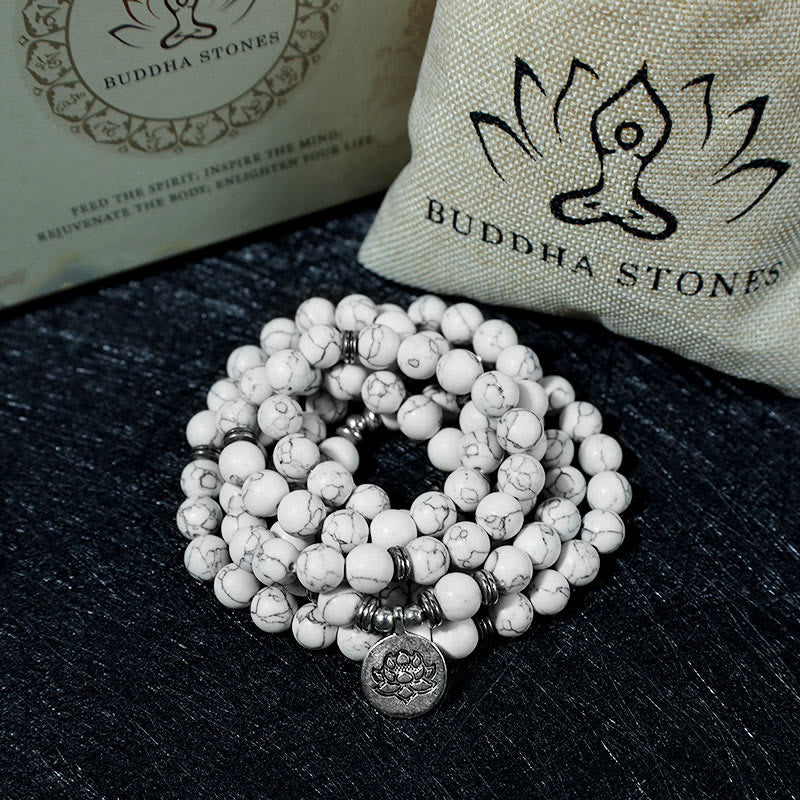 Nimara Ritual White Turquoise Lotus Mala Healing Bracelet