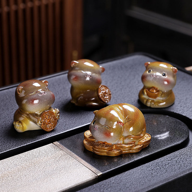 Nimara Ritual Color Changing Cute Mini Cat Resin Tea Pet Wealth Home Figurine Decoration