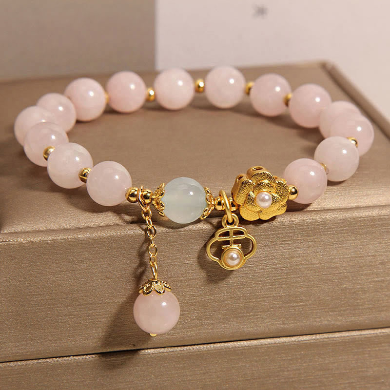 Nimara Ritual Natural Pink Crystal Lucky Flower Warmth Bracelet