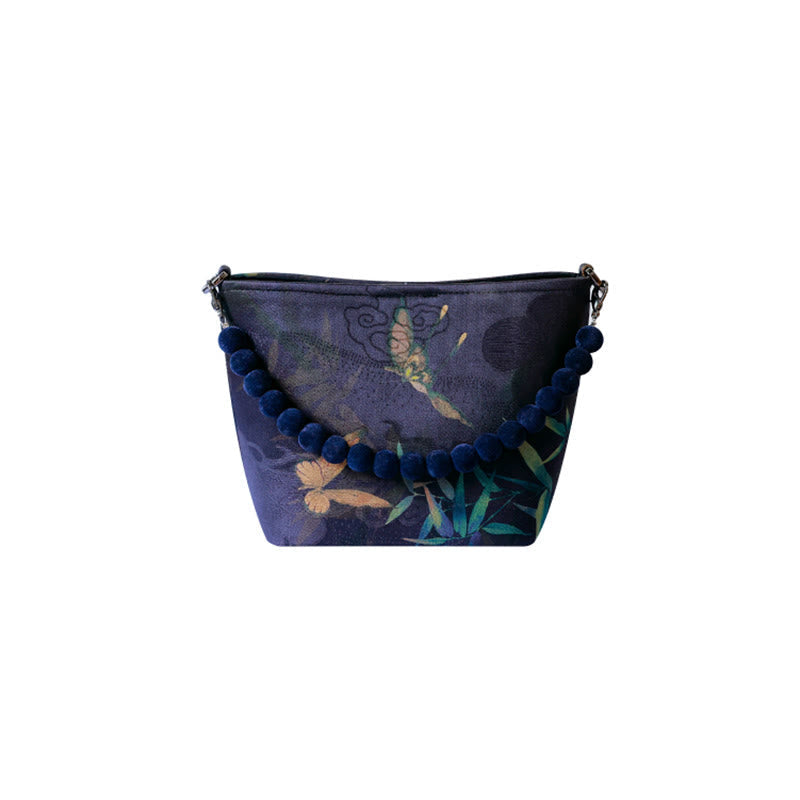 Nimara Ritual Small Bamboo Leaves Butterfly Peony Flowers Magpie Metal Chain Crossbody Bag Shoulder Bag Handbag