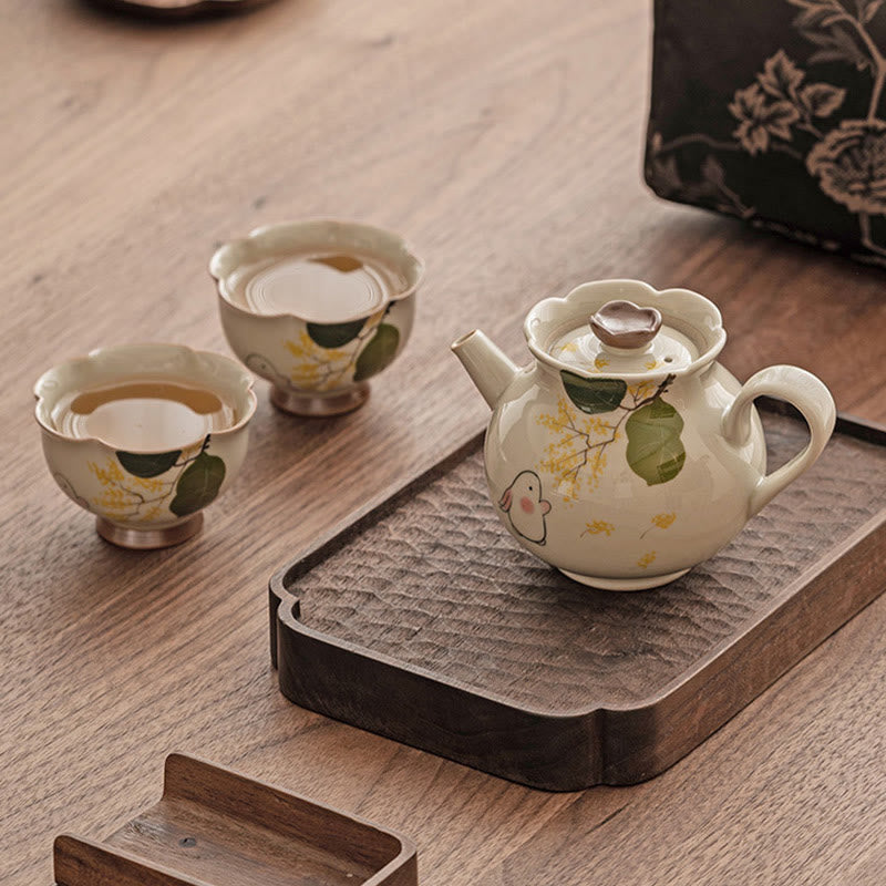 Nimara Ritual Hand Painted Small Osmanthus Rabbit Ceramic Teacup Kung Fu Tea Cup 40ml