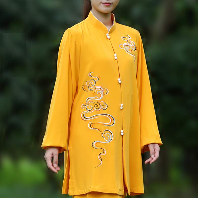 Nimara Ritual Auspicious Clouds Embroidery Meditation Prayer Spiritual Zen Tai Chi Qigong Practice Unisex Clothing Set