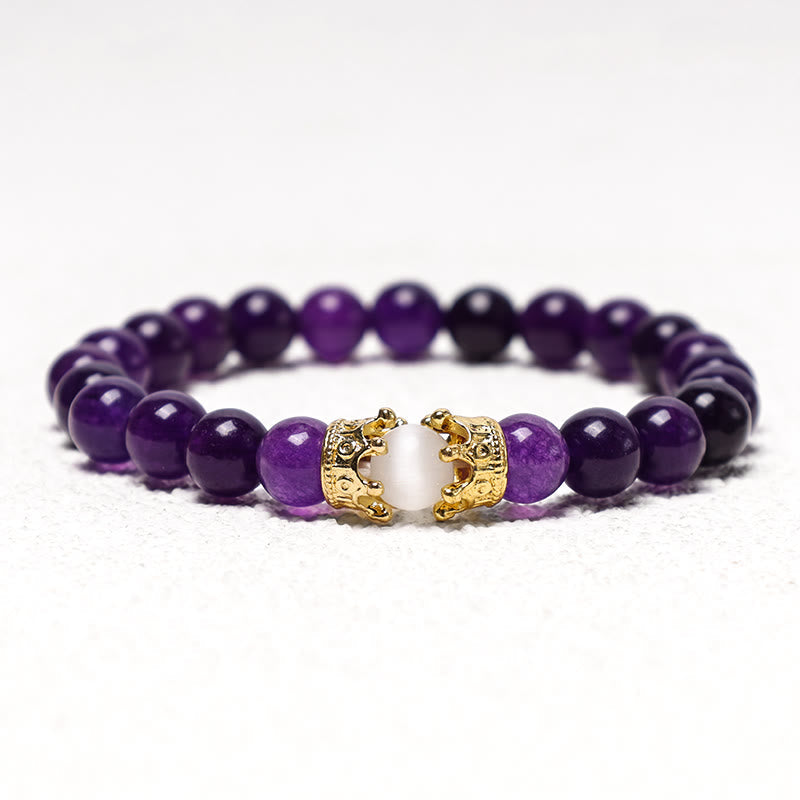 Nimara Ritual Natural Stone King&Queen Crown Healing Energy Beads Couple Bracelet