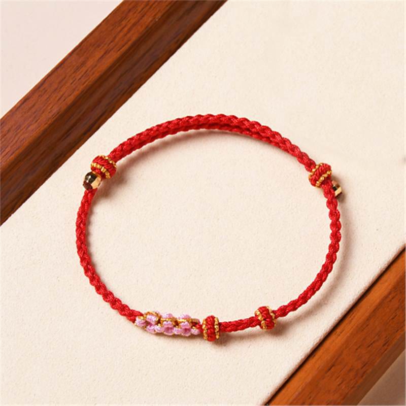 Nimara Ritual Handmade Peach Blossom Protection Braided Rope Bracelet