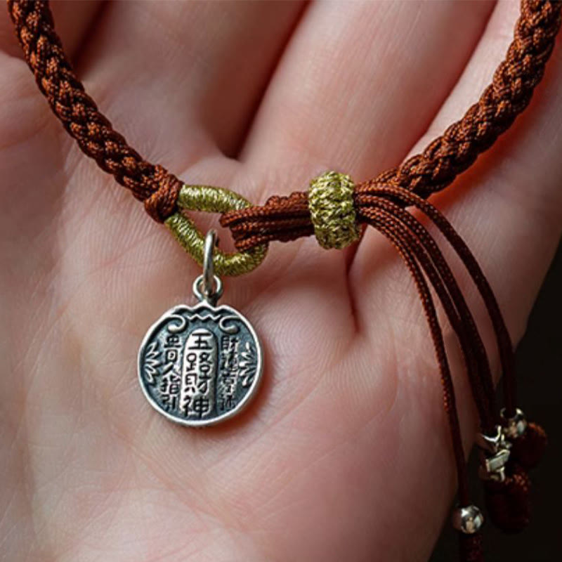 Nimara Ritual Handmade 925 Sterling Silver Five Directions Gods of Wealth Luck Protection String Braid Bracelet