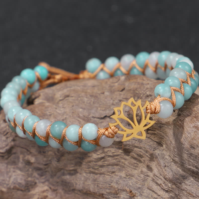 Nimara Ritual Amazonite Beads Lotus Flower Balance Weave Bracelet