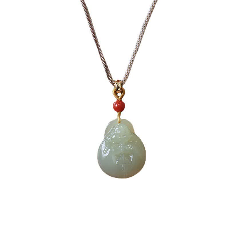 Nimara Ritual Laughing Buddha Hetian Jade Wealth Prosperity String Necklace Pendant