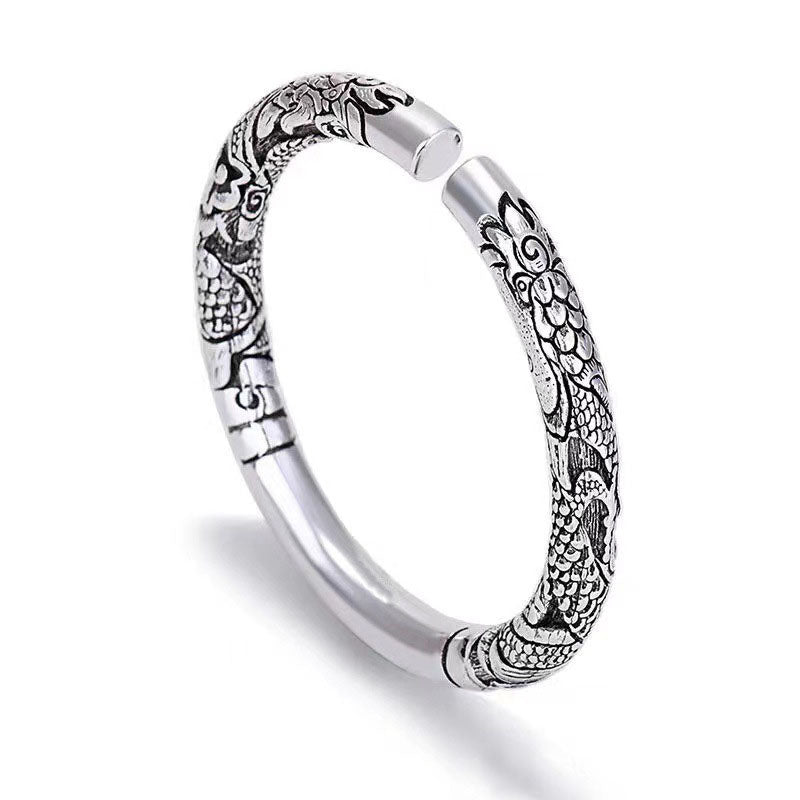 Nimara Ritual Dragon Auspicious Clouds Luck Protection Bracelet Adjustable Bangle