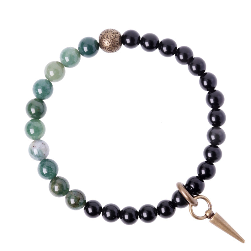 Nimara Ritual Black Obsidian Sodalite Crystal Copper Strength Couple Bracelet