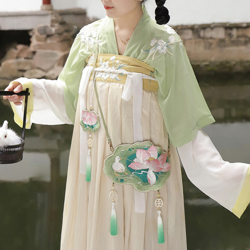 Nimara Ritual Luck Embroidery Lotus Koi Fish Rabbit Flower Hanfu Bag Crossbody Bag Shoulder Bag