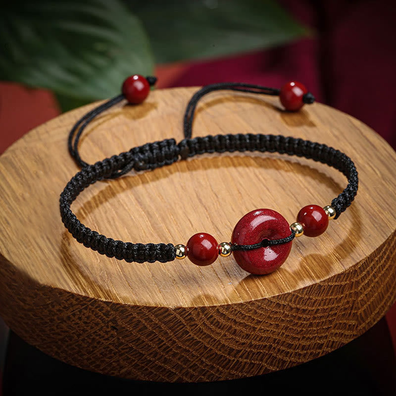 Nimara Ritual Natural Cinnabar Peace Buckle Blessing String Bracelet