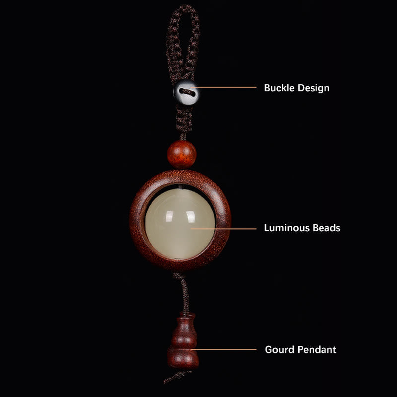Nimara Ritual Red Sandalwood Ebony Wood Green Sandalwood Luminous Lucky Bead Gourd Peace Key Chain