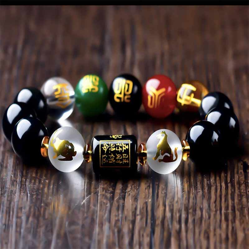 Nimara Ritual Chinese Zodiac Feng Shui Obsidian Five-Element Wealth Porsperity Bracelet