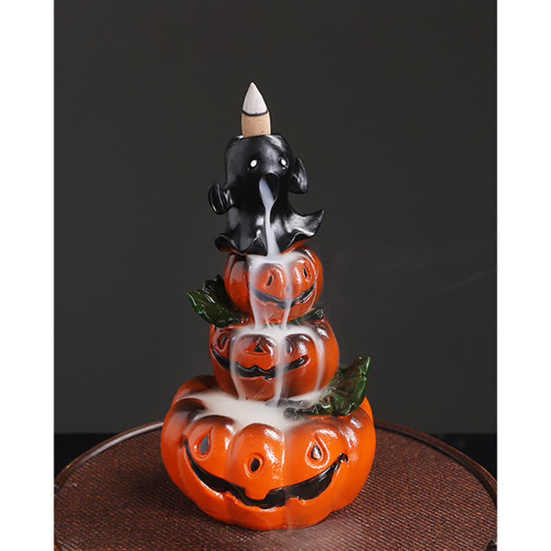 Nimara Ritual Halloween Pumpkins Ghost Resin Backflow Smoke Fountain Incense Burner Decoration