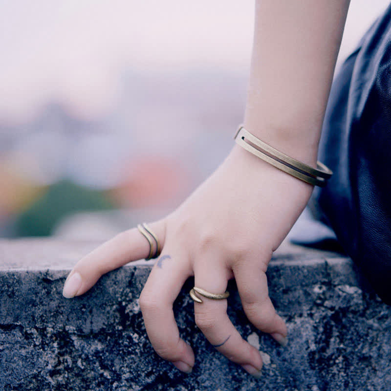 Nimara Ritual Rustic Copper Luck Viking Cuff Bracelet