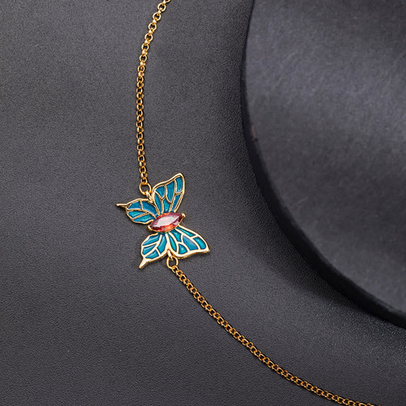 Nimara Ritual 925 Sterling Silver Butterfly Zircon Love Chain Bracelet
