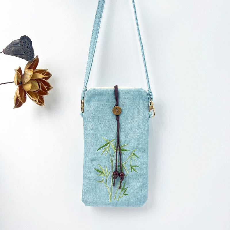 Nimara Ritual Small Embroidered Flowers Crossbody Bag Shoulder Bag Cellphone Bag 11*20cm