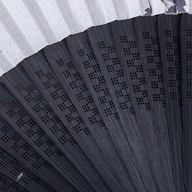 Nimara Ritual Mountains Plum Blossom Lotus Magpie Bamboo Leaves Handheld Silk Bamboo Folding Fan 22.5cm
