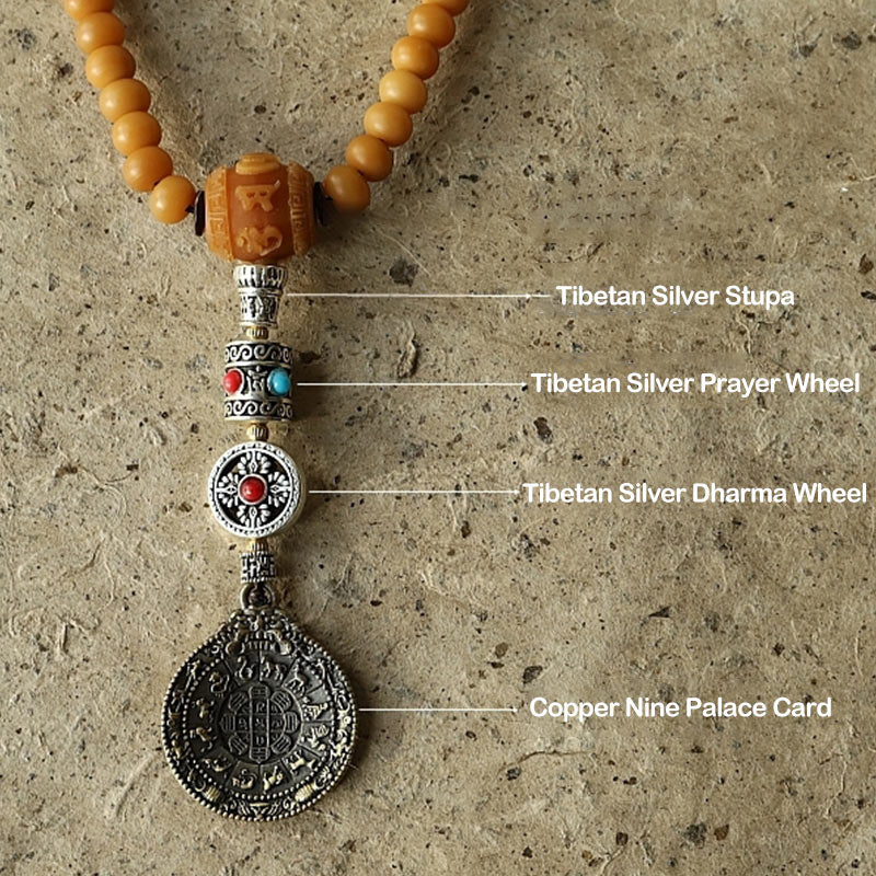 Nimara Ritual Tibet 108 Mala Beads Bodhi Seed Bagua Vajra Wealth Bracelet