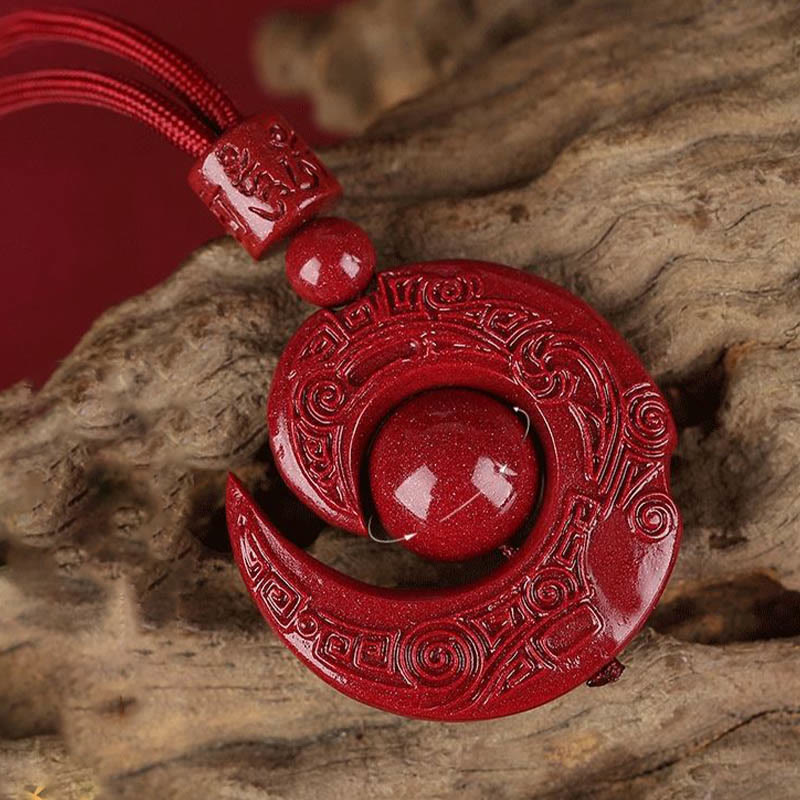 Nimara Ritual One's Luck Improves Design Patern Natural Cinnabar Concentration Necklace Pendant