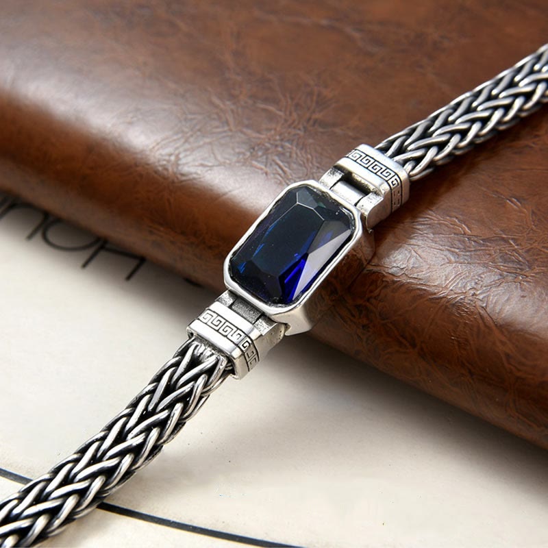 Nimara Ritual Retro Blue Acrylic Dragon Keel Braided Design Healing Wealth Buckle Bracelet