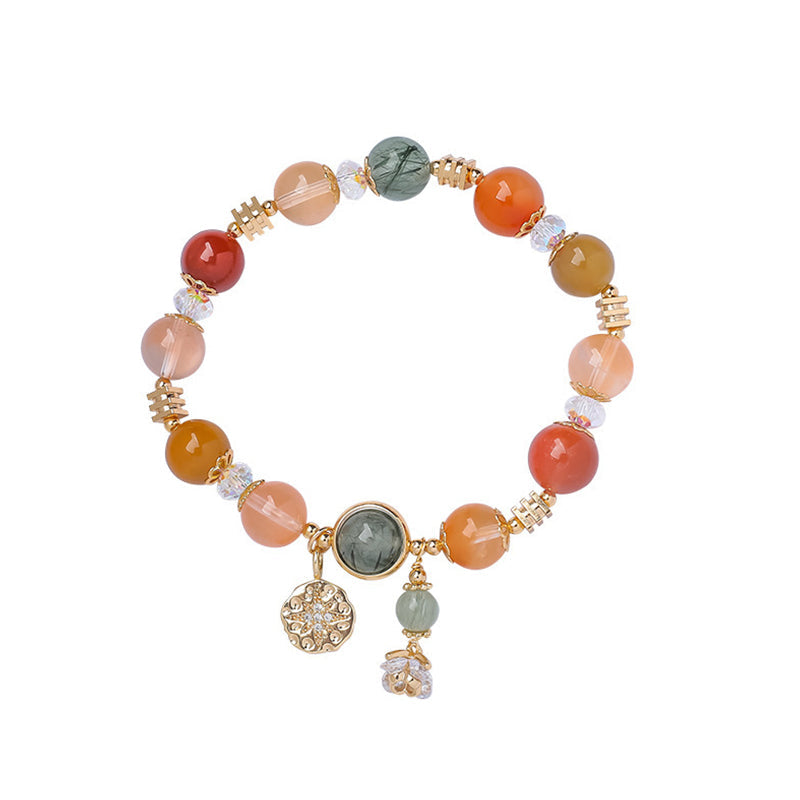 Nimara Ritual Natural Multicolored Rutilated Quartz Eight-pointed Star Flower Wealth Bracelet