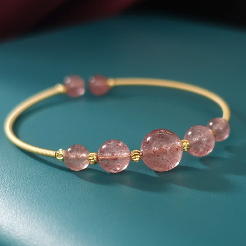 Nimara Ritual Natural Strawberry Quartz Love Healing Bracelet Bangle