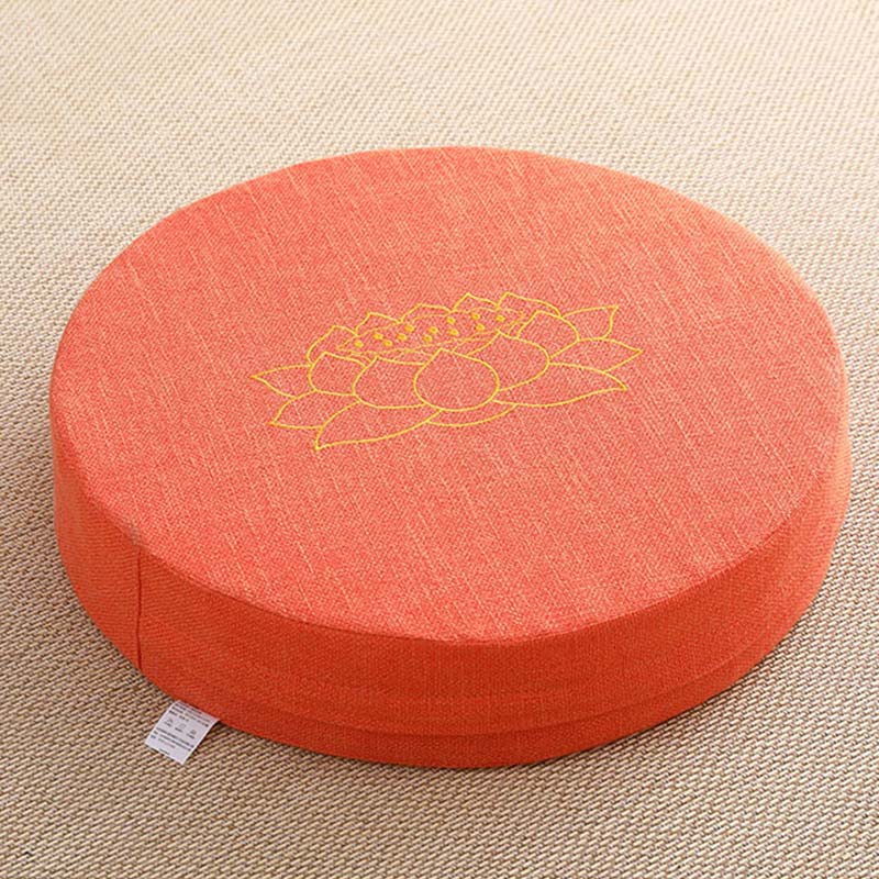 Nimara Ritual Lotus Embroidery Cotton Linen Meditation Seat Cushion