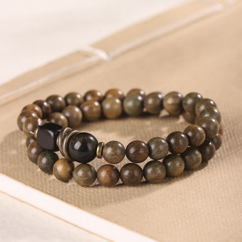 Nimara Ritual Tibetan Green Sandalwood Crystal Soothing Peace Bracelet