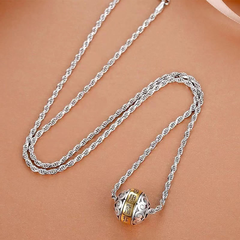 Nimara Ritual Taoist Nine-Character Mantra Engraved Amulet Balance Necklace Rotatable Pendant