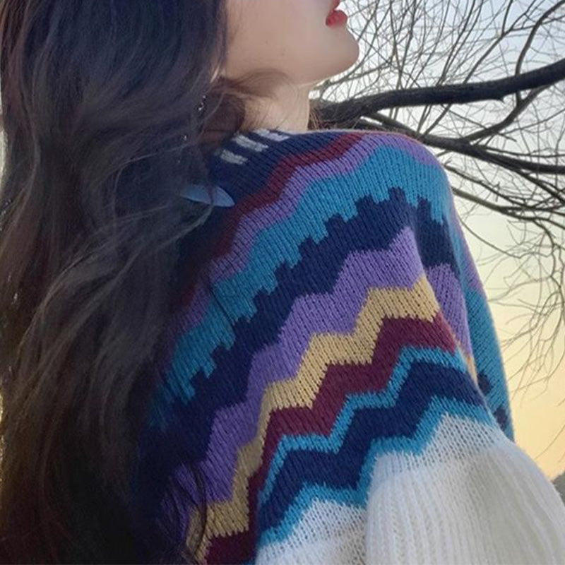 Nimara Ritual Tibetan Shawl Colorful Striped Wavy Line Tassels Winter Cozy Travel Scarf Wrap
