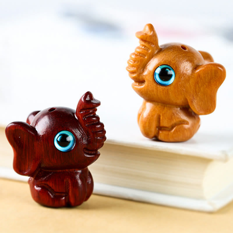 Nimara Ritual Sandalwood Small Leaf Red Sandalwood Green Sandalwood Lucky Mini Elephant Carved Protection Decoration