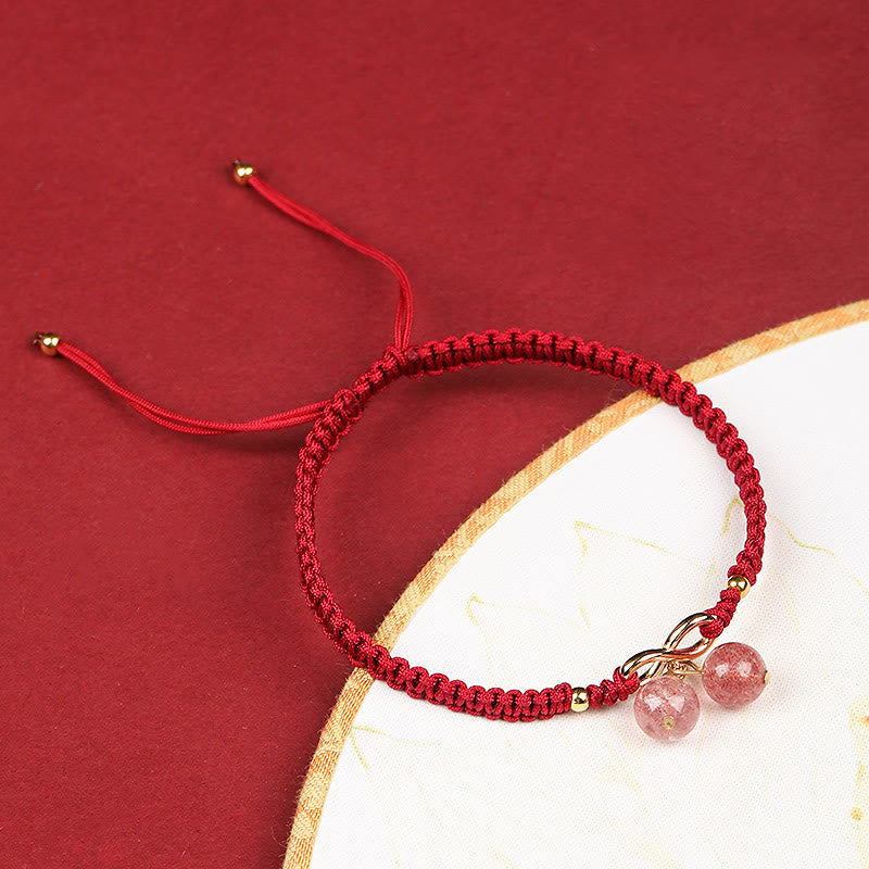 Nimara Ritual Natural Strawberry Quartz Amethyst Green Phantom Bead Positive Bracelet