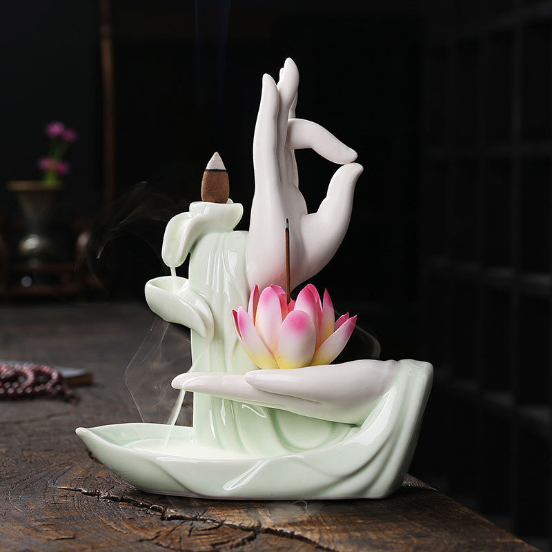 Nimara RitualTibetan Lotus Blessing Incense Burner Decoration