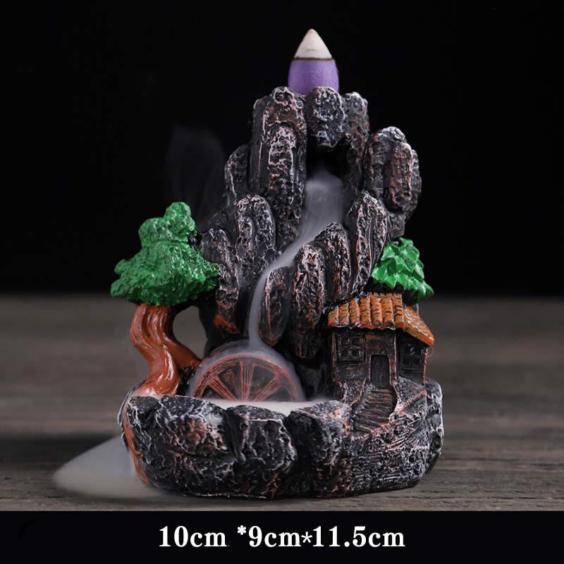 Nimara Ritual Mountain Bridges Pattern Meditation Resin Backflow Incense Burner