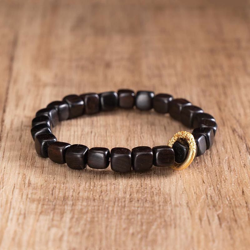 Nimara Ritual Tibetan Ebony Wood Dzi Bead Balance Calm Bracelet