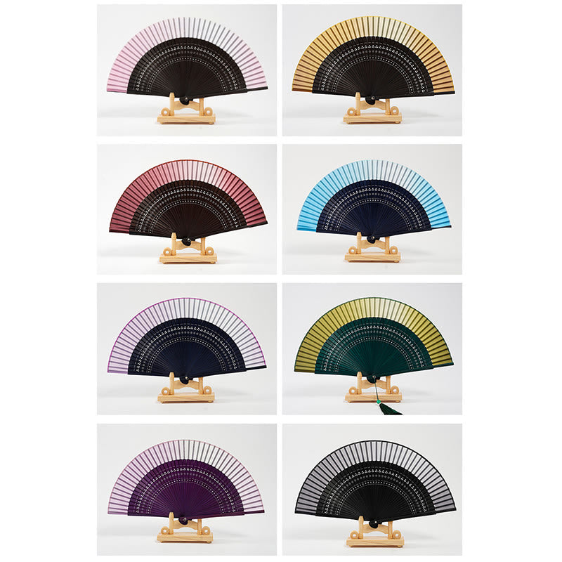 Nimara Ritual Gradient Color Hollow Engraved Handheld Bamboo Folding Fan