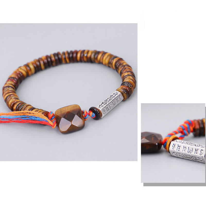 Nimara Ritual Tibetan Tiger Eye Om Mani Padme Hum Protection Power Bracelet