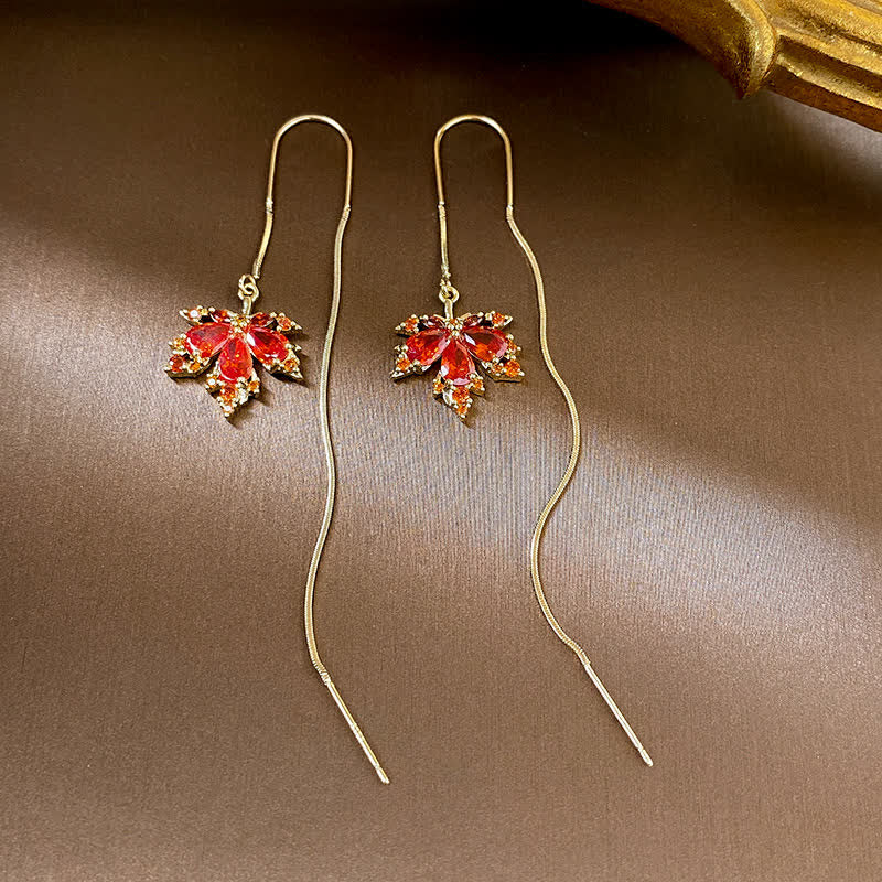 Nimara Ritual Maple Leaf Zircon Luck Necklace Pendant Ring Earrings