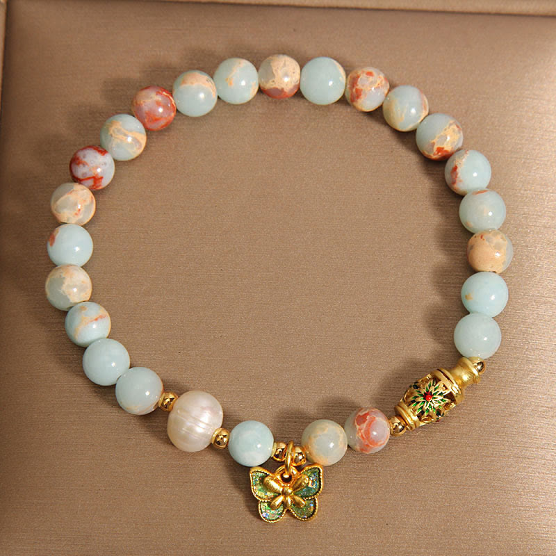 Nimara Ritual Shoushan Stone Pearl Butterfly Wealth Bracelet