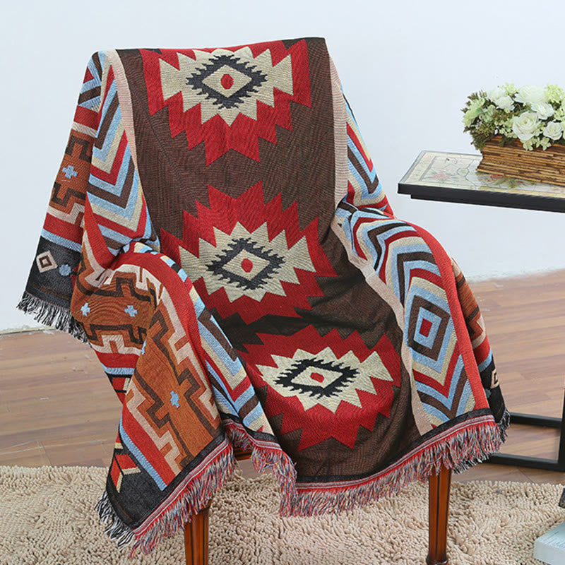 Nimara Ritual Tibetan Geometric Hand-Dyed Craftsman Blanket