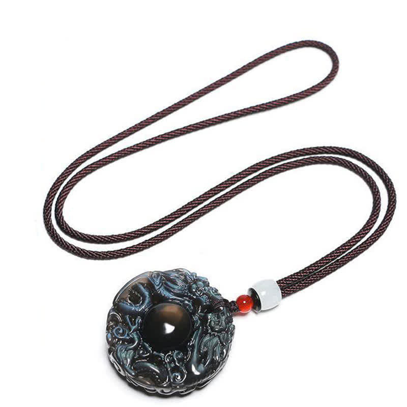 Nimara Ritual Natural Gold Sheen Obsidian Rainbow Obsidian Dragon Strength Necklace Pendant