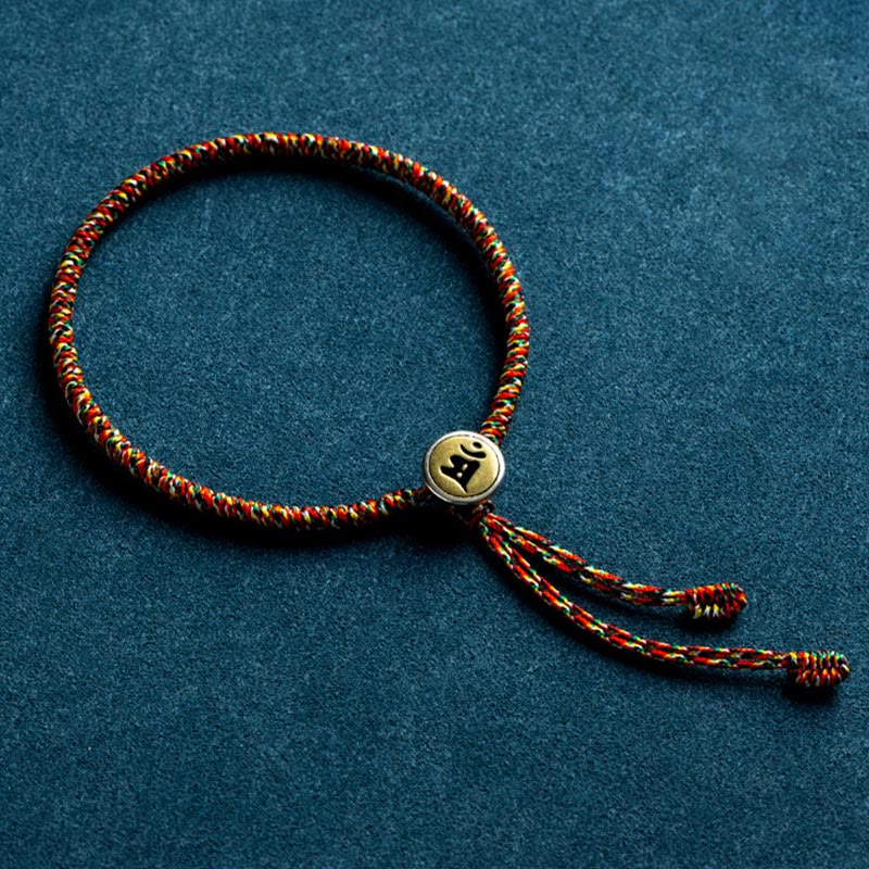 Nimara Ritual Handmade 925 Sterling Silver Chinese Zodiac Natal Buddha Protection Colorful Rope Bracelet