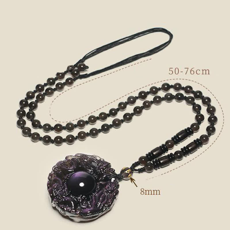 Nimara Ritual Natural Gold Sheen Obsidian Rainbow Obsidian Dragon Strength Necklace Pendant