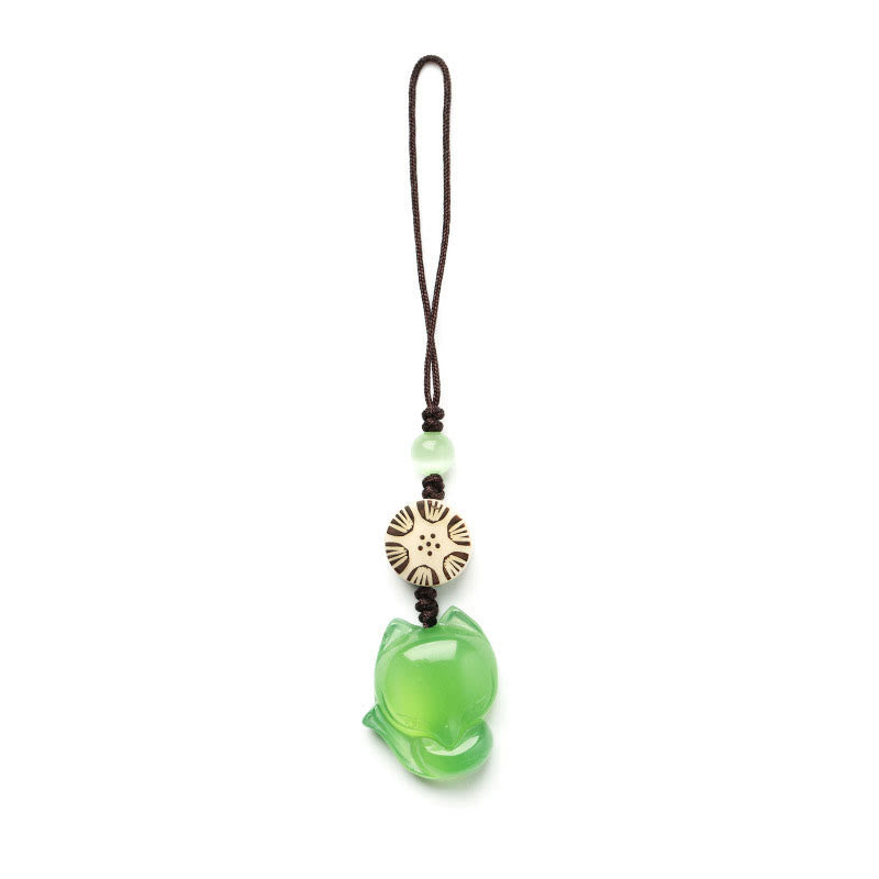 Nimara Ritual Natural Chalcedony Fox Harmony Phone Hanging Decoration