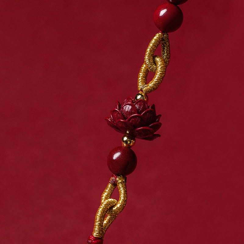Nimara Ritual One's Luck Improves Design Patern Natural Cinnabar Lotus Blessing Car Hanging Decoration